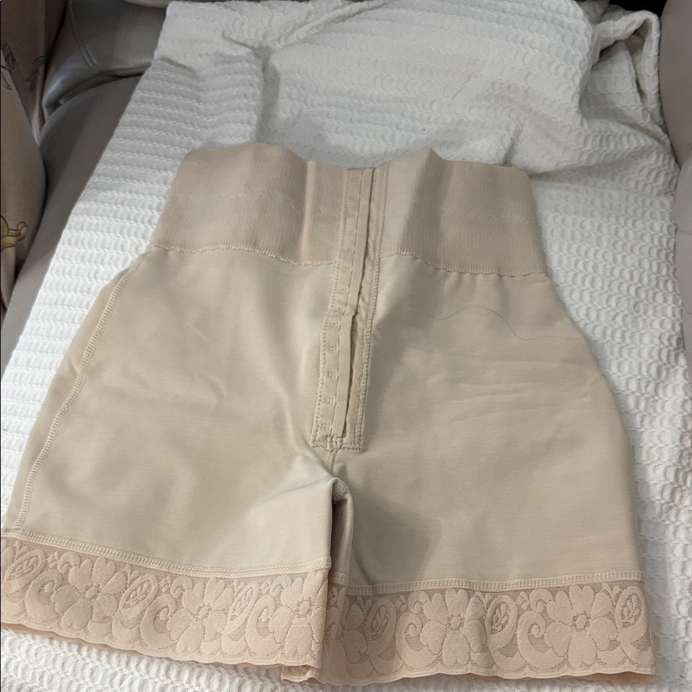 Beige High-Waisted Shapewear Shorts